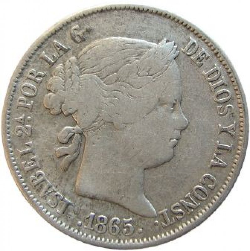 Cuarenta céntimos de escudo Año 1865.