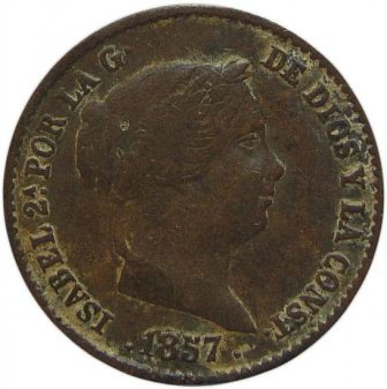 Diez céntimos de real Año 1857.