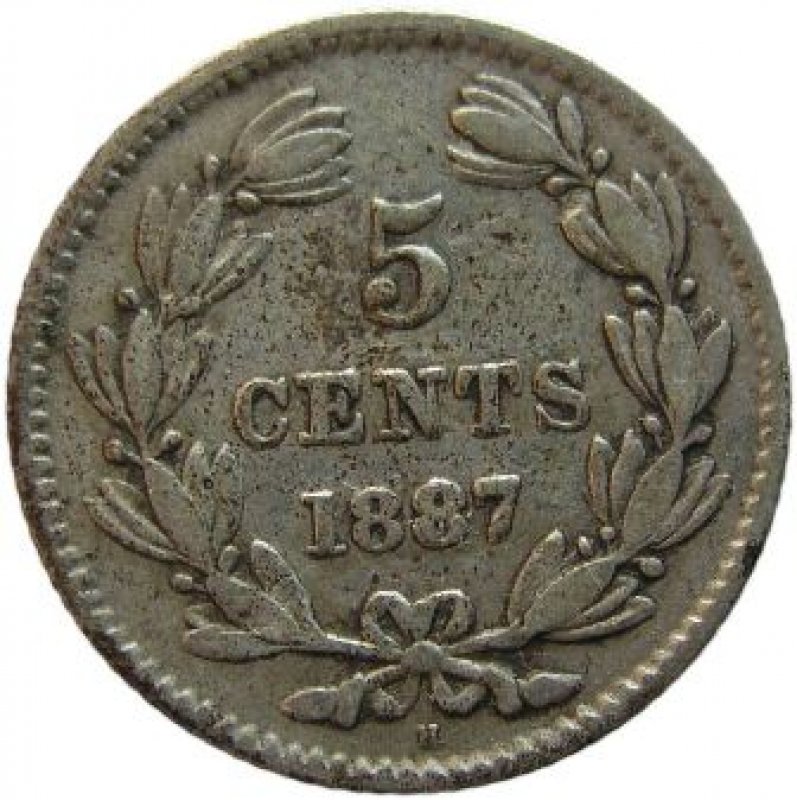 Cinco centavos Año 1887.